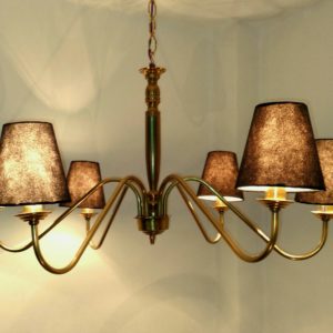 brass chandelier 6 arms – black shades mo.cb6