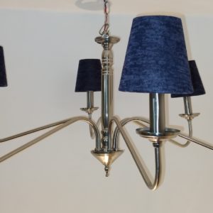 Silver chandelier 6 arms – blue shades mod. Cs6