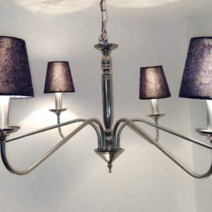 Silver chandelier 6 arms – blue shades mod. Cs6