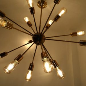 16 arms Golden Sputnik total brass chandelier mod. Cbk