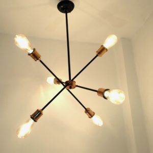 Modern Sputnik chandelier , 6 arms black ceiling pendant mod. Cixb.