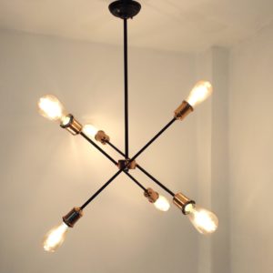 Modern Sputnik chandelier , 6 arms black ceiling pendant mod. Cixb.