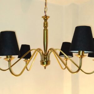 brass chandelier 6 arms – black shades mo.cb6