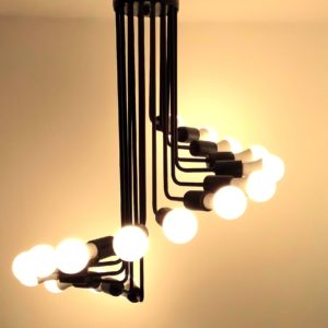 modern stylish black chandelier , 16 arms modern pendant light , mod. cirb