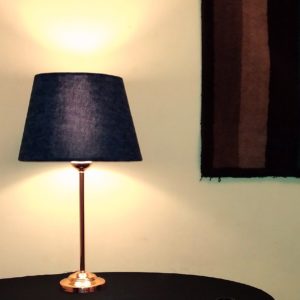 modern gold table lamp, gold plated stinless, blue lampshade mod. tes701