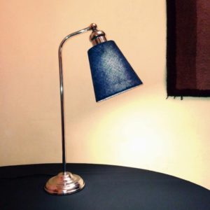 modern silver table lamp, stylish lamp with blue lampshade mod. taisilver