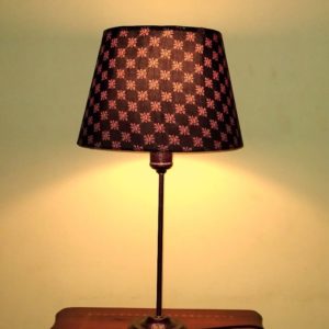 Vintage table lamp, aged bronze lamp with oriental lampshade mod.Taikorient