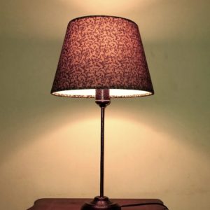 Vintage table lamp, aged bronze lamp, retro yellow floral lampshade mod.Taikyellow