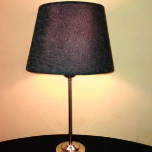 modern silver table lamp, stainless steel, grey lampshade mod. tes700