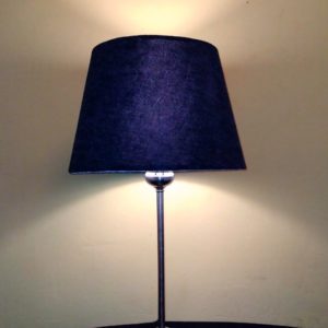 modern silver table lamp, stainless steel, blue lampshade mod. tes700