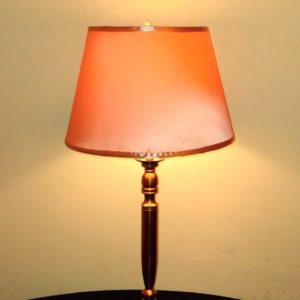 Vintage brass table lamp, classic mid century golden lamp, retro golden lampshade mod.Teb700