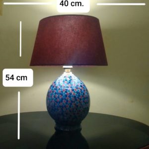 Porcelain table lamp, painted porcelain lamp, red wine lampshade, mod. Tep702