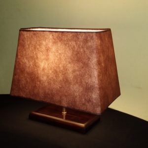 Wooden rectangular base table lamp , square brown lampshade , bed side lamp, mod.tew702