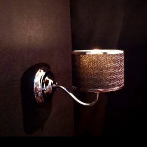 Modern silver sconce, modern stylish chrome wall light , grey silver lampshade. Mod. Wis700