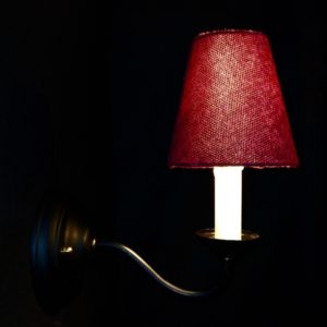 Modern black sconce, modern stylish candle wall light , red shade. Mod. Wib702