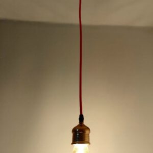 Modern stylish ceiling pendant light , coloured electric cord with golden lamp holder , Mod.p700