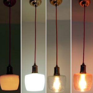 Vintage glass bell ceiling pendant light , coloured electric cord with golden lamp holder pendant , Mod.pg700