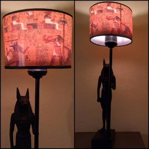 Ancient Egyptian lamp , Anubis statues table lamp , pharaonic papyrus lampshade.