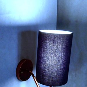 Modern sconce, rose gold wall light , blue lampshade. Mod. Wis702