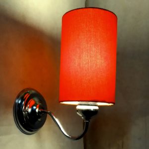 Modern silver sconce, modern stylish chrome wall light , orange lampshade. Mod. Wis701