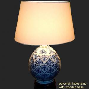 Porcelain table lamp . Ceramic lamp, white lampshade, mod. Tep700